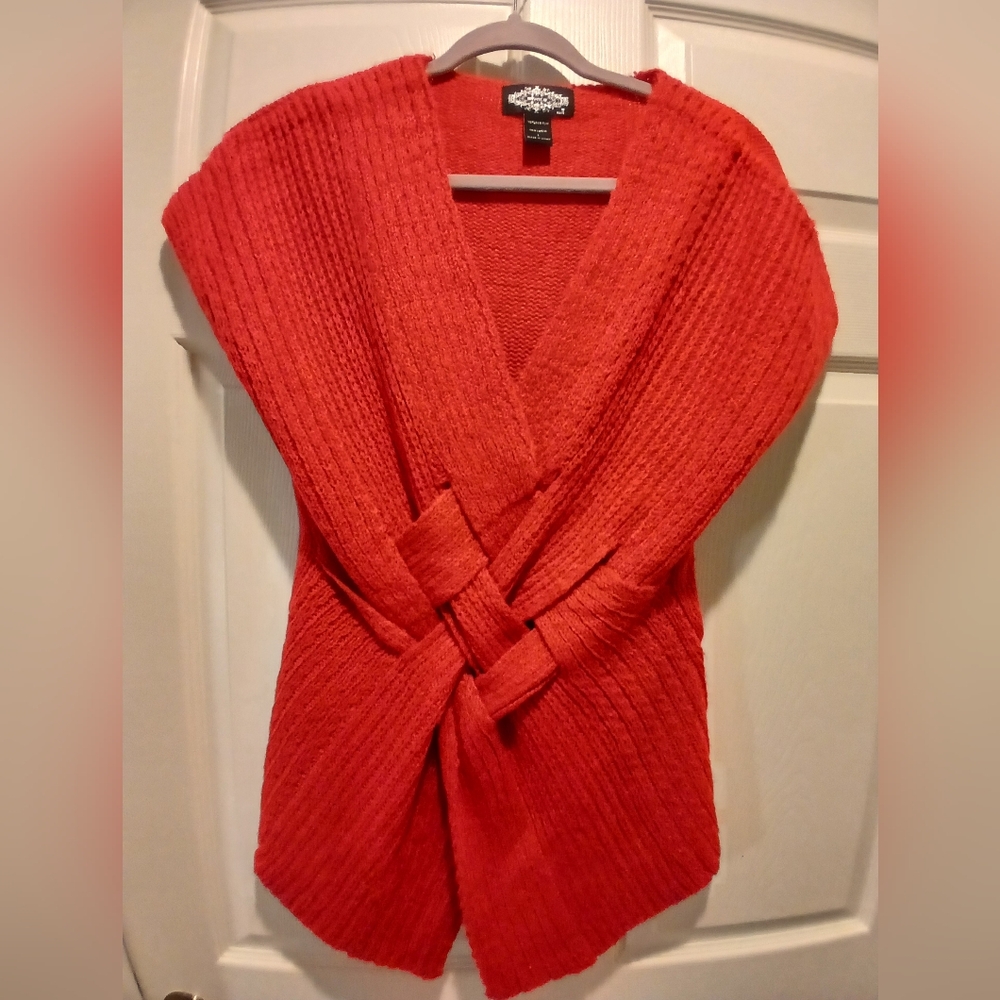 Cozy Red Women's Knit Wrap Sweater